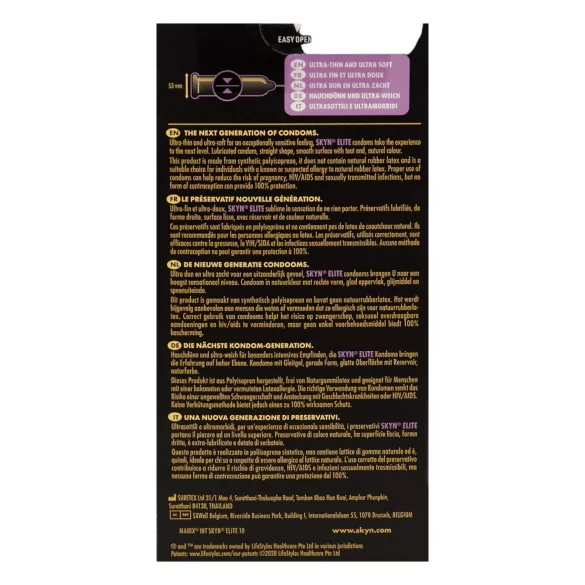 Manix SKYN Elite - itin ploni latekso nenaudojantys prezervatyvai - 10 vnt