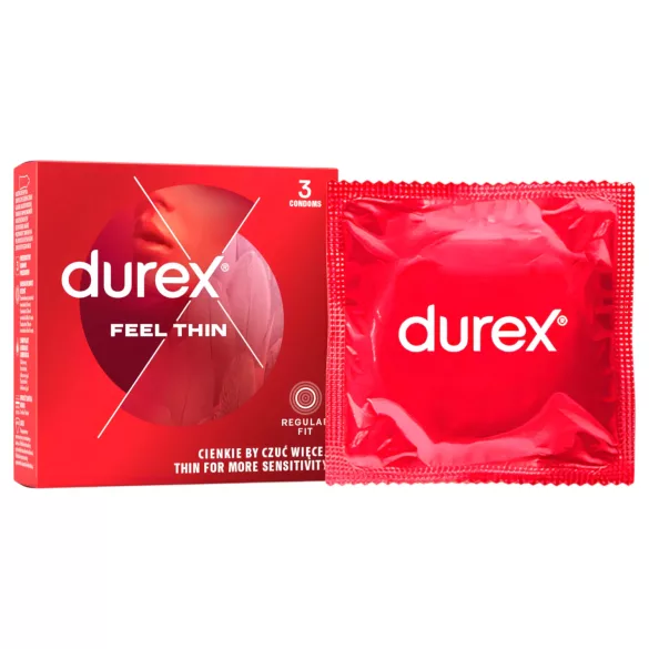 Durex Feel Thin - natūralaus pojūčio prezervatyvai (3 vnt.)