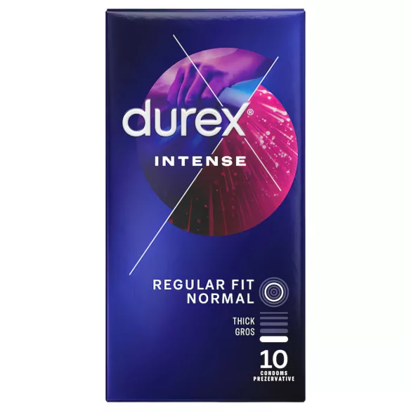 Durex Intense - ruoželinis ir taškuotas prezervatyvas (10 vnt.)