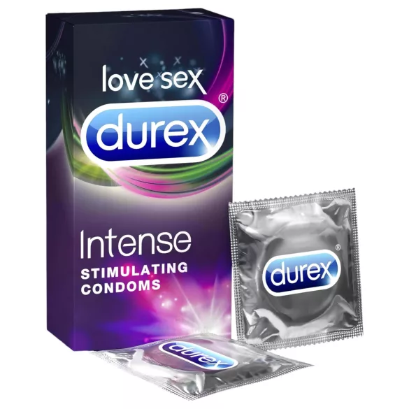Durex Intense - ruoželinis ir taškuotas prezervatyvas (10 vnt.)
