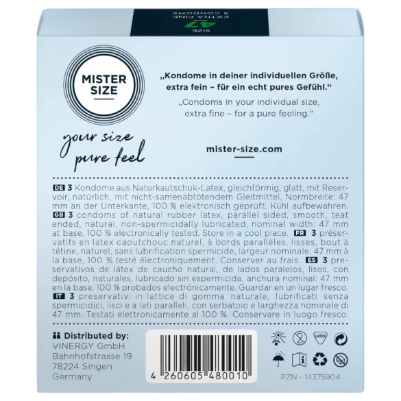 Mister Size - plonas prezervatyvas - 47 mm - 3 vnt