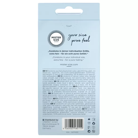 Mister Size - plonas prezervatyvas - 57mm - 10 vnt