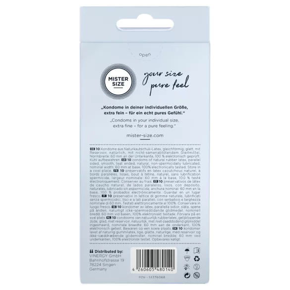 Mister Size - prezervatyvai - ploni - 60 mm - 10 vnt