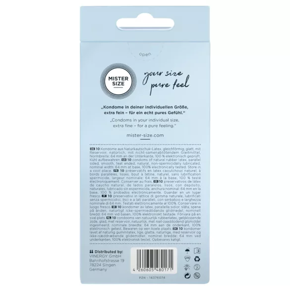 Mister Size - ploni prezervatyvai - 64 mm - 10 vnt