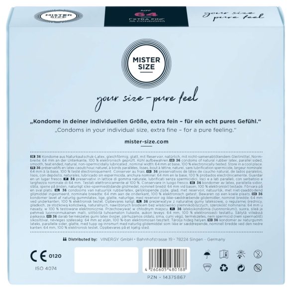 Mister Size ploni prezervatyvai - 64mm (36 vnt.)