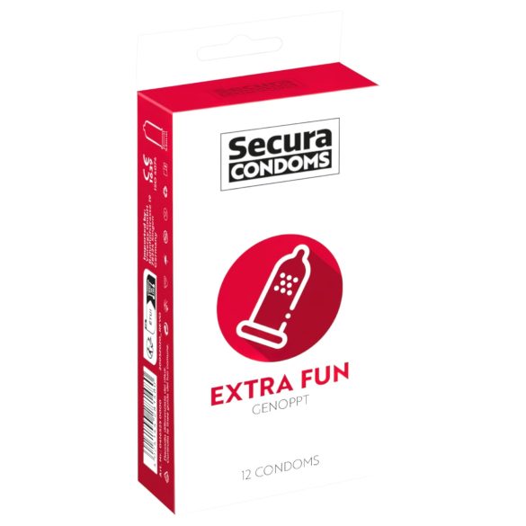 Secura Extra Fun - taškuotas prezervatyvas - 53mm (12vnt)