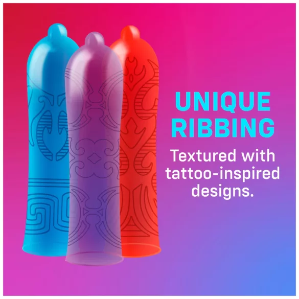 ONE Tattoo Touch - prezervatyvai su tatuiruotės raštais - 12 vnt