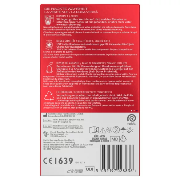 Durex - papildomai suteptas prezervatyvas (10 vnt.)