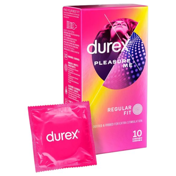 Durex Pleasure Me - Rifliuoti ir taškuoti prezervatyvai (10 vnt)