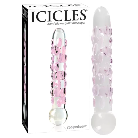 Icicles No. 7 - stiklinis analinis dildo su burbuliukais