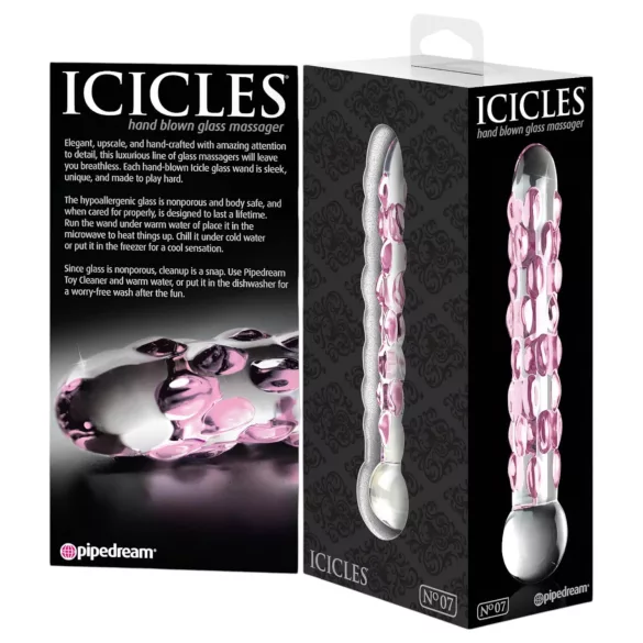 Icicles No. 7 - stiklinis analinis dildo su burbuliukais