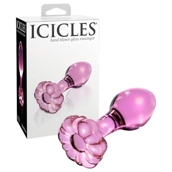 Icicles No. 48 - gėlių stiklinis analinis kaištis (rožinis)