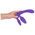 Trivietis, prisegamas dildo be dirželio (violetinis)