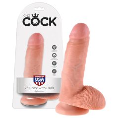 King Cock - dildo su sėklidėmis - 18 cm - kūno spalvos