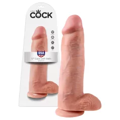   King Cock - realistiškas didelis dildo su sėklidėmis - natūralios spalvos 30 cm