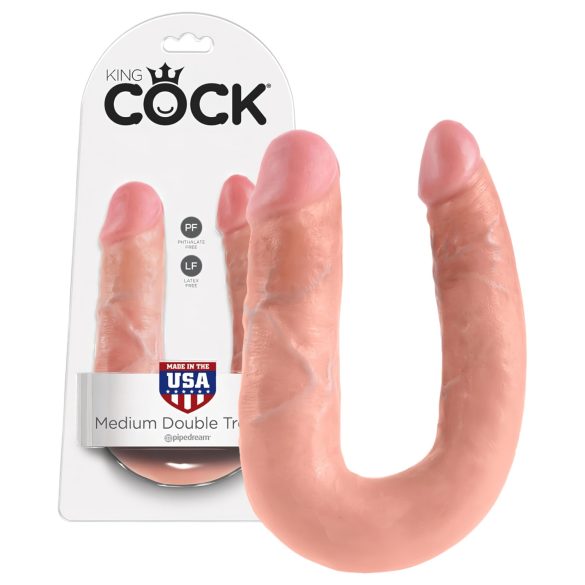Karališkas „King Cock“ dvigubas dildo (vidutinis) - natūrali spalva