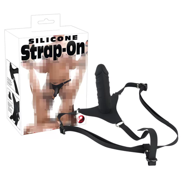 You2Toys - silikoninis strap-on diržas - juodas dildo