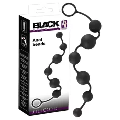 Black Velvets - analinis dildo su 6 karoliukais (juodas)