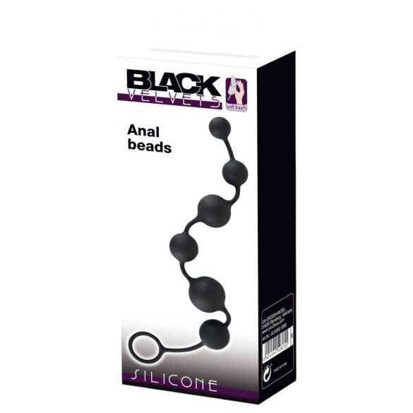 Black Velvets - analinis dildo su 6 rutuliukais - juodas