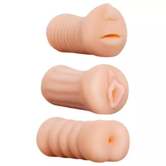 XXX To GO - masturbatorių rinkinys 3 vnt - vagina, burna, anus