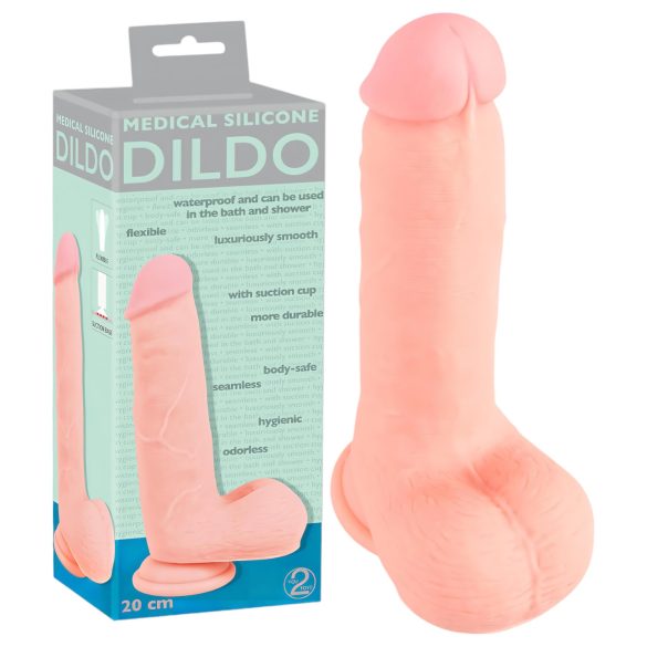 Medicininis - tiesus medicininis silikoninis dildo (20 cm) - natūralus