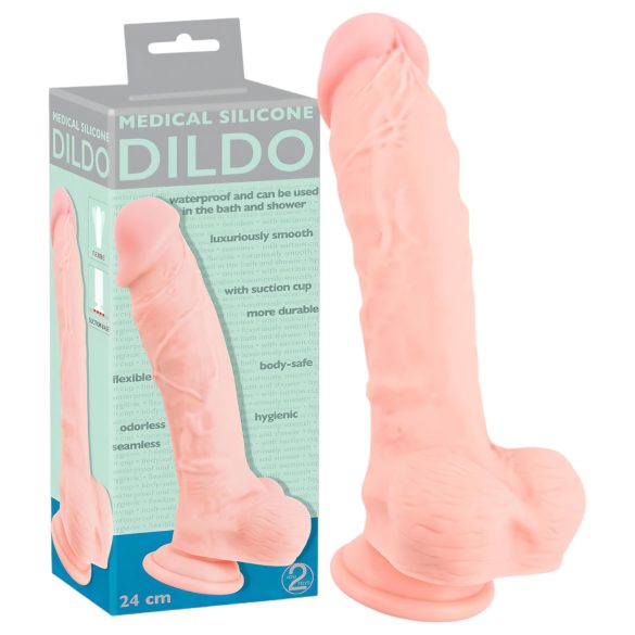 Medical - dildo iš medicininio silikono 24cm - kūno spalvos
