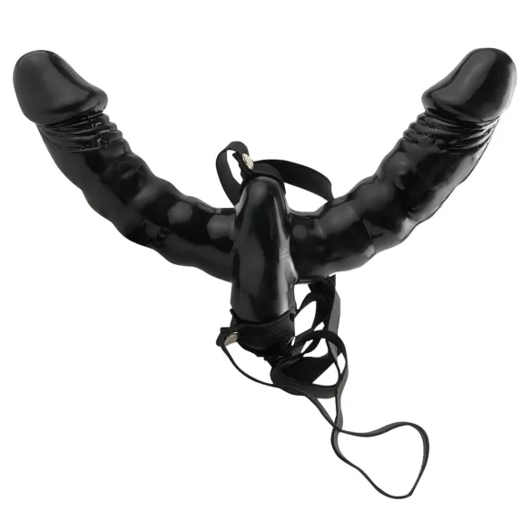 Pipedream - prisegiamas dvigubas vibratoriaus diržas (juodas) - Fetish