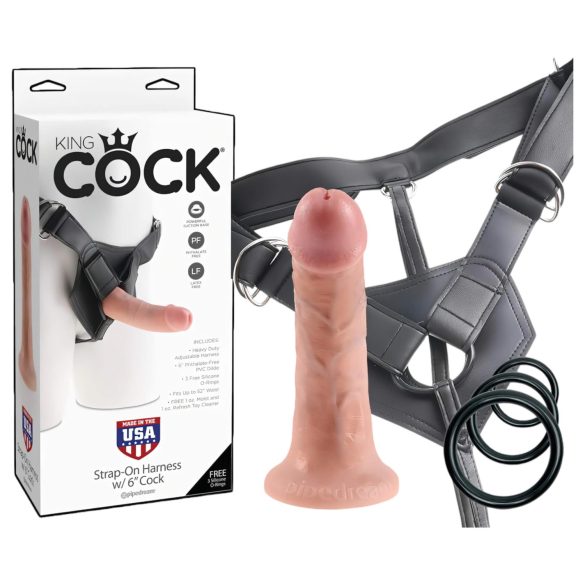 King Cock Strap-on 6 - prisegiama dildo - natūrali spalva