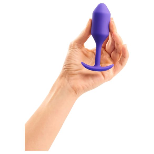 b-vibe Snug Plug 2 - analinis kaištis su dviem kamuoliukais 114g - violetinis