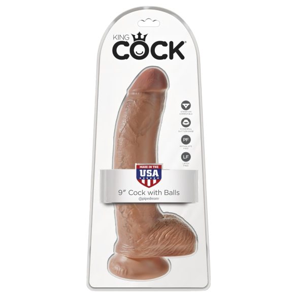 King Cock - dildo su sėklidėmis - 23 cm - rudas