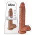 King Cock - didelis dildas su sėklidėmis - 25 cm - rudas