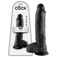 King Cock - dildo su sėklidėmis - 25 cm - juodas