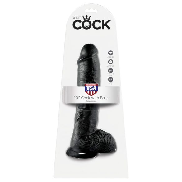 King Cock - dildo su sėklidėmis - 25 cm - juodas
