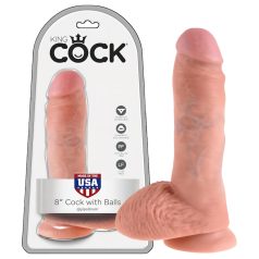 King Cock - dildo su sėklidėmis - 20 cm - kūno spalvos