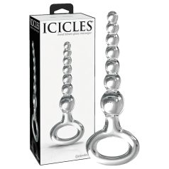   Icicles No. 67 - stiklinis analinis dildo su rutuliukais - permatomas