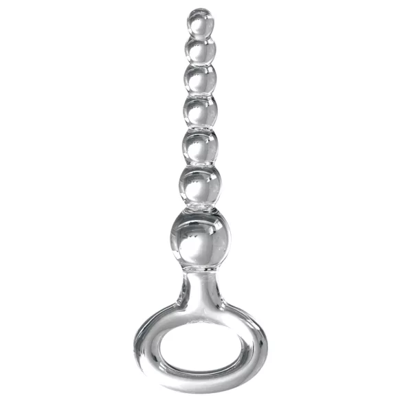Icicles No. 67 - stiklinis analinis dildo su rutuliukais - permatomas