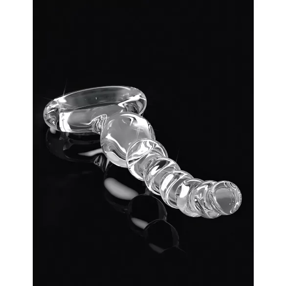 Icicles No. 67 - stiklinis analinis dildo su rutuliukais - permatomas