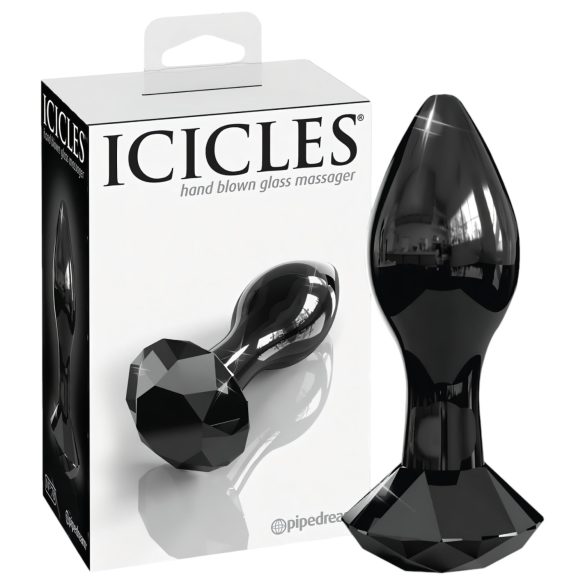 Icicles No. 78 - stiklinis analinis kaištis - kūginis - juodas