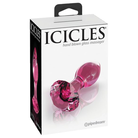 Icicles No. 79 - stiklinis analinis kaištis - kūgio formos - rožinis