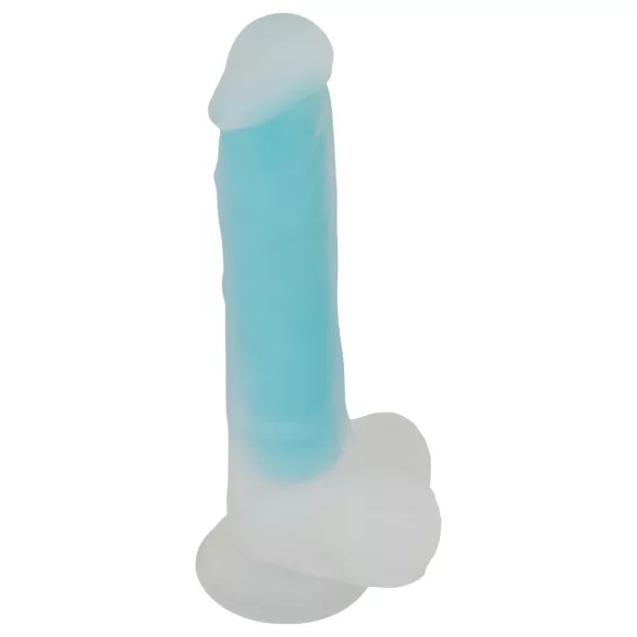 You2Toys Glow in the Dark - šviečiantis dildo su siurbtuku - mėlynas