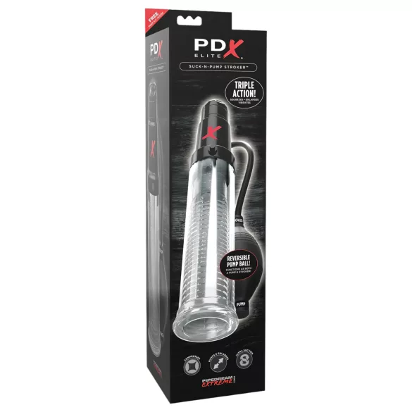 PDX Elite - 2 in 1 - penio pompa ir masturbatorius viename (skaidrus)