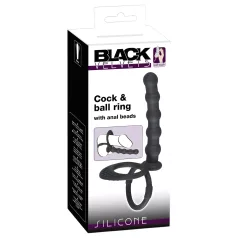 Black Velvets - penio žiedas su analiniu dildo - juodas