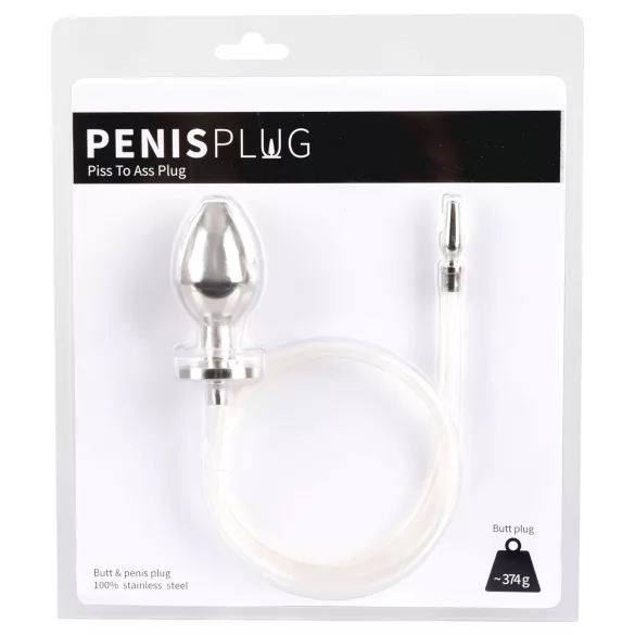 Piss to Ass Plug - tuščiaviduris analinis kaištis su šlaplės plėtikliu
