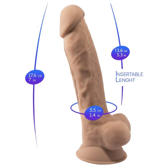 Silexd 7 - dildo su siurbtuku - 17,5 cm - kūno spalvos