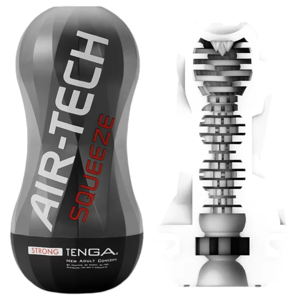 TENGA Air-Tech Squeeze Strong - masturbatorius su siurbimu - juodas