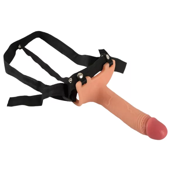 Realistixxx - dirželis su tuščiaviduriu dildo - natūrali spalva