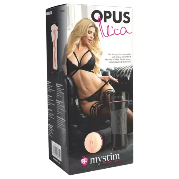mystim OPUS Mica - realistiška dirbtinė makštis masturbatorius - natūrali/juoda