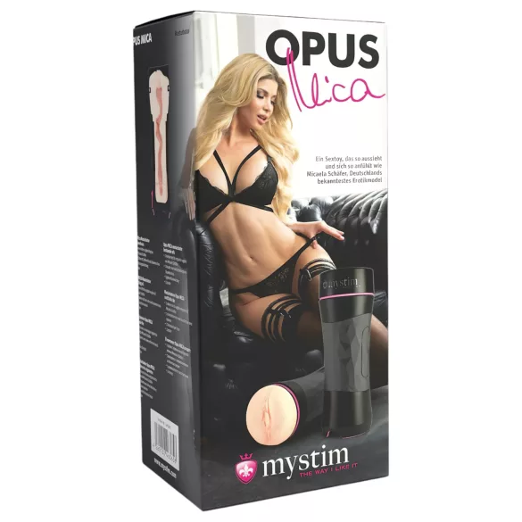 mystim OPUS Mica - realistiška dirbtinė makštis masturbatorius - natūrali/juoda