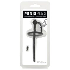   Penisplug - silikono dilatorius su galvutės žiedu - 0,6 mm - juodas