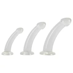   Crystal Clear - analinis dildo rinkinys - 3 dalys - permatomas